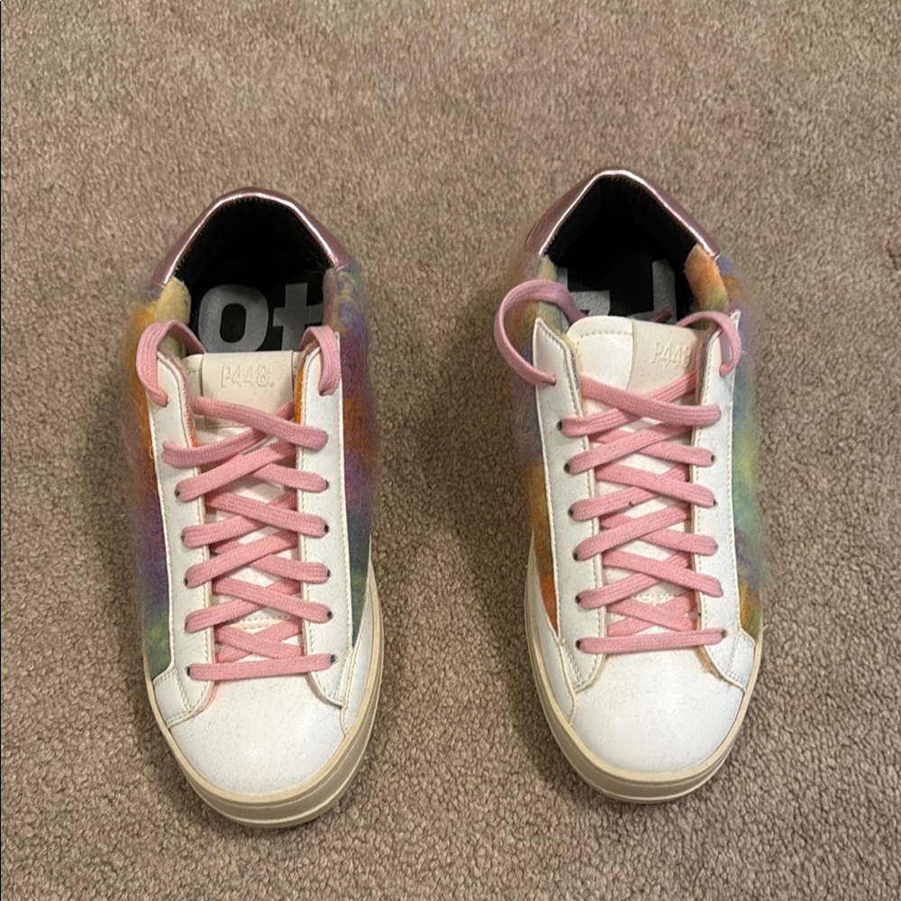 P448 White and Pink Sneakers Casual Low-Top